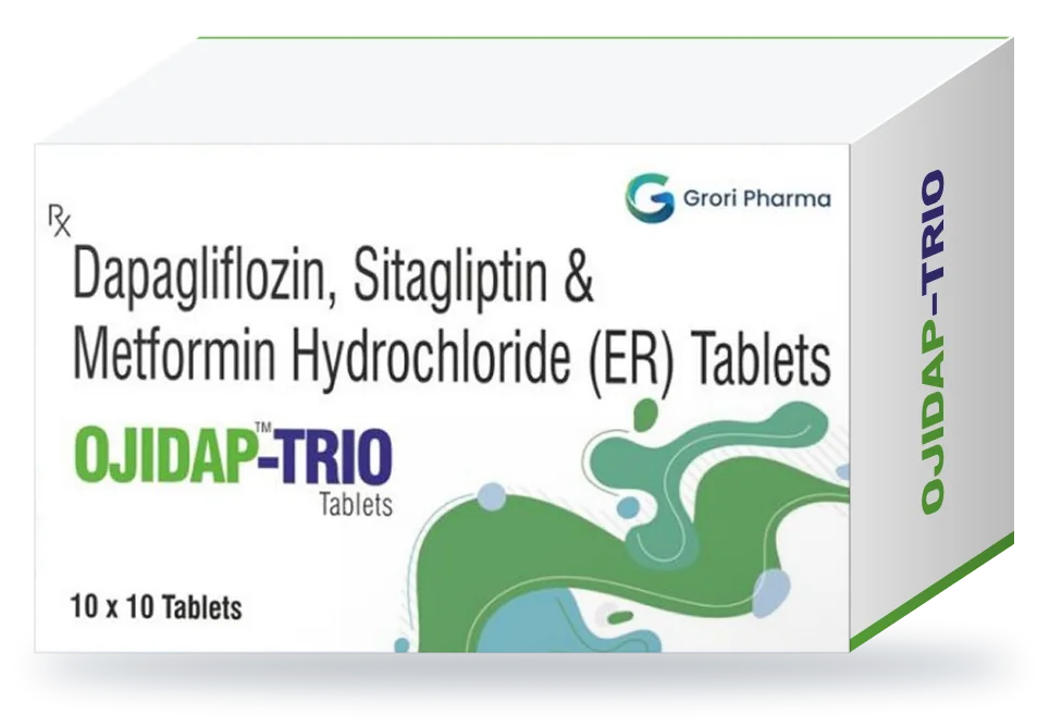 Ojidap-Trio pack: Sitagliptin 100 mg + Dapagliflozin 10 mg + Metformin Hydrochloride (extended release) 500 mg