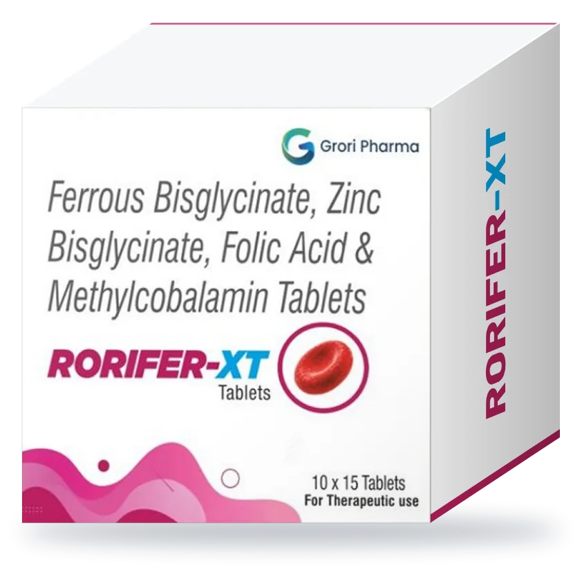 Rorifer-XT pack: Ferrous Bisglycinate 60 mg + Zinc (as Zinc Bisglycinate) 15 mg + Folic Acid 1 mg + Methylcobalamin 500 mcg